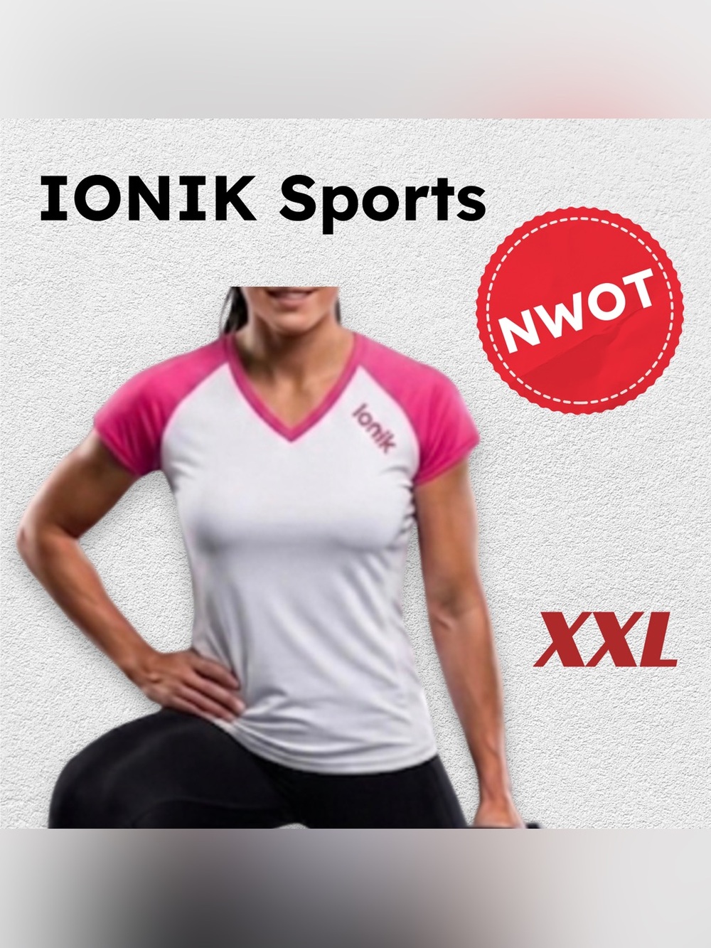 🇨🇦🆕NWOT IONIK | XXL—>XL| Pink Dry fit & SPF Running Athletic V-Neck T-Shirt